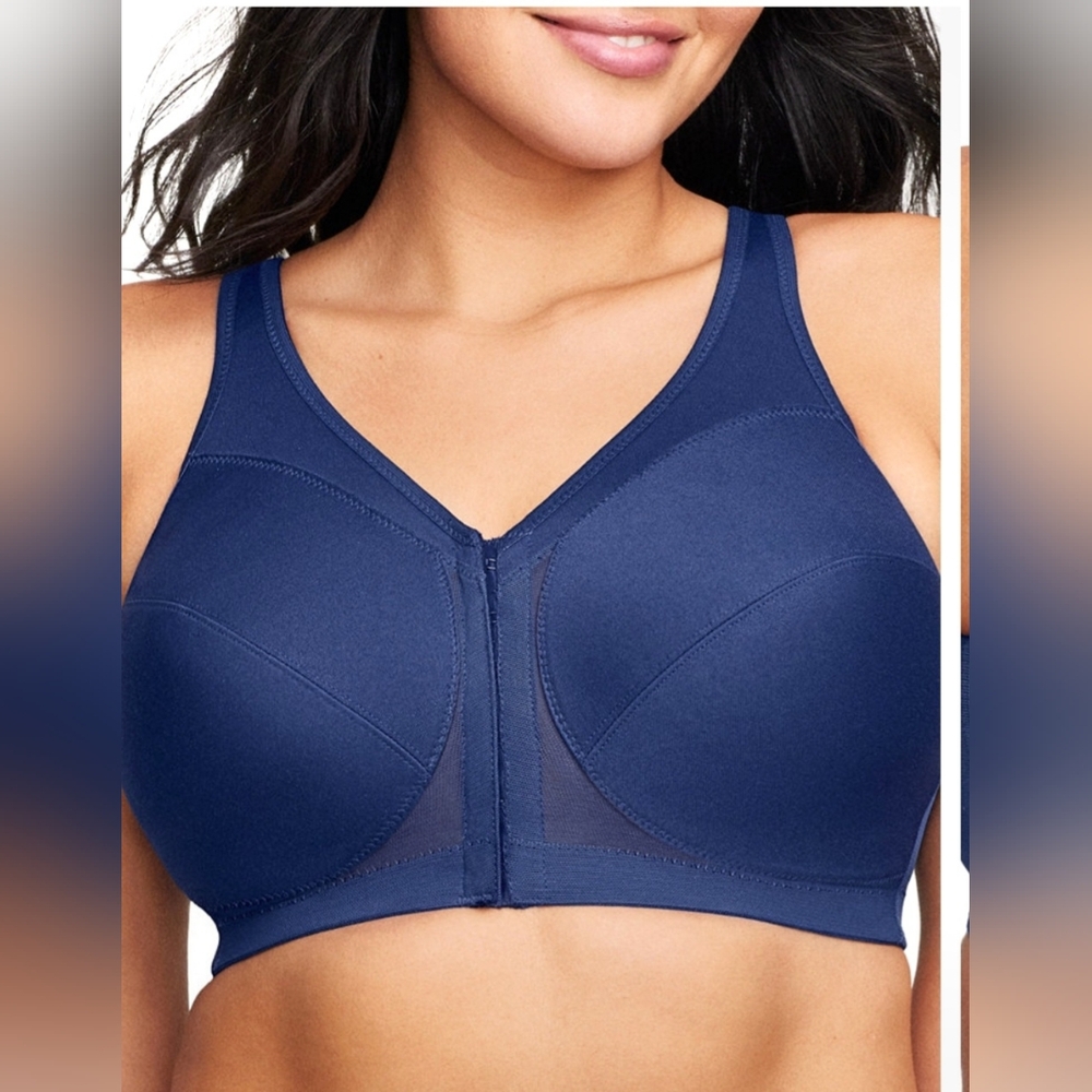 GLAMORIZE WOMENS FULL FIGURE PLUS SIZE 44DD BRA MAGIC LIFT NAVY BLUE NWT